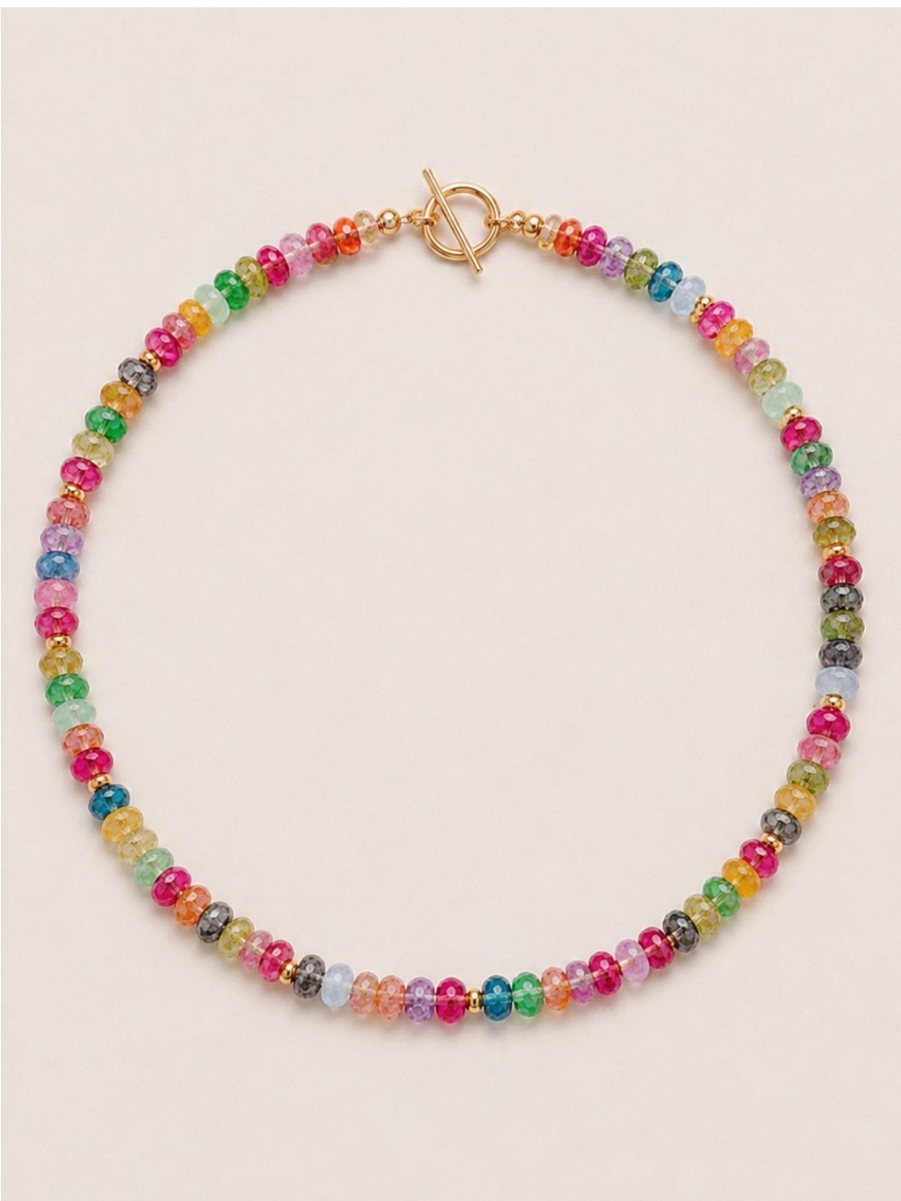 New! Preppy Colorful Beaded Gold Toggle Necklace NWOT 3014